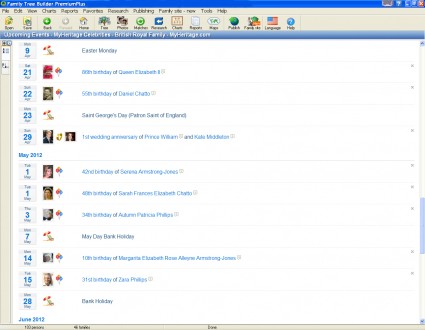 Family Events - list view of upcoming events