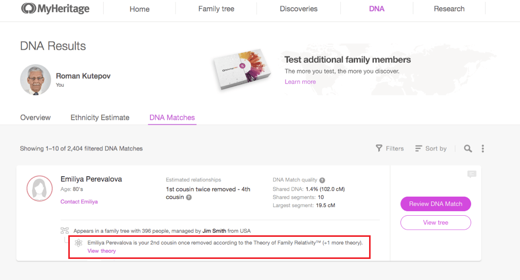 DNA Match with a theory (Click to zoom)