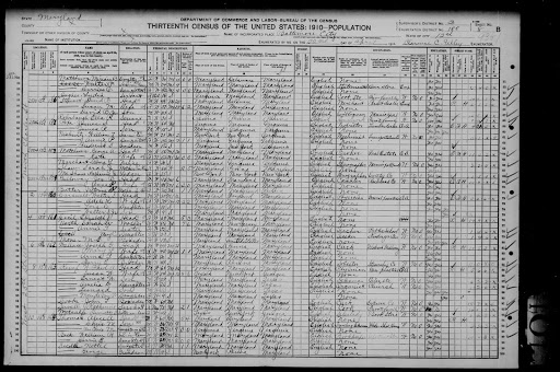 1910 U.S. Census listing Walter and Alice