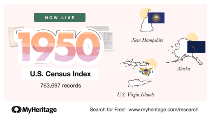The 1950 U.S. Census Index for Alaska, New Hampshire, and the U.S. Virgin Islands Is Now Live