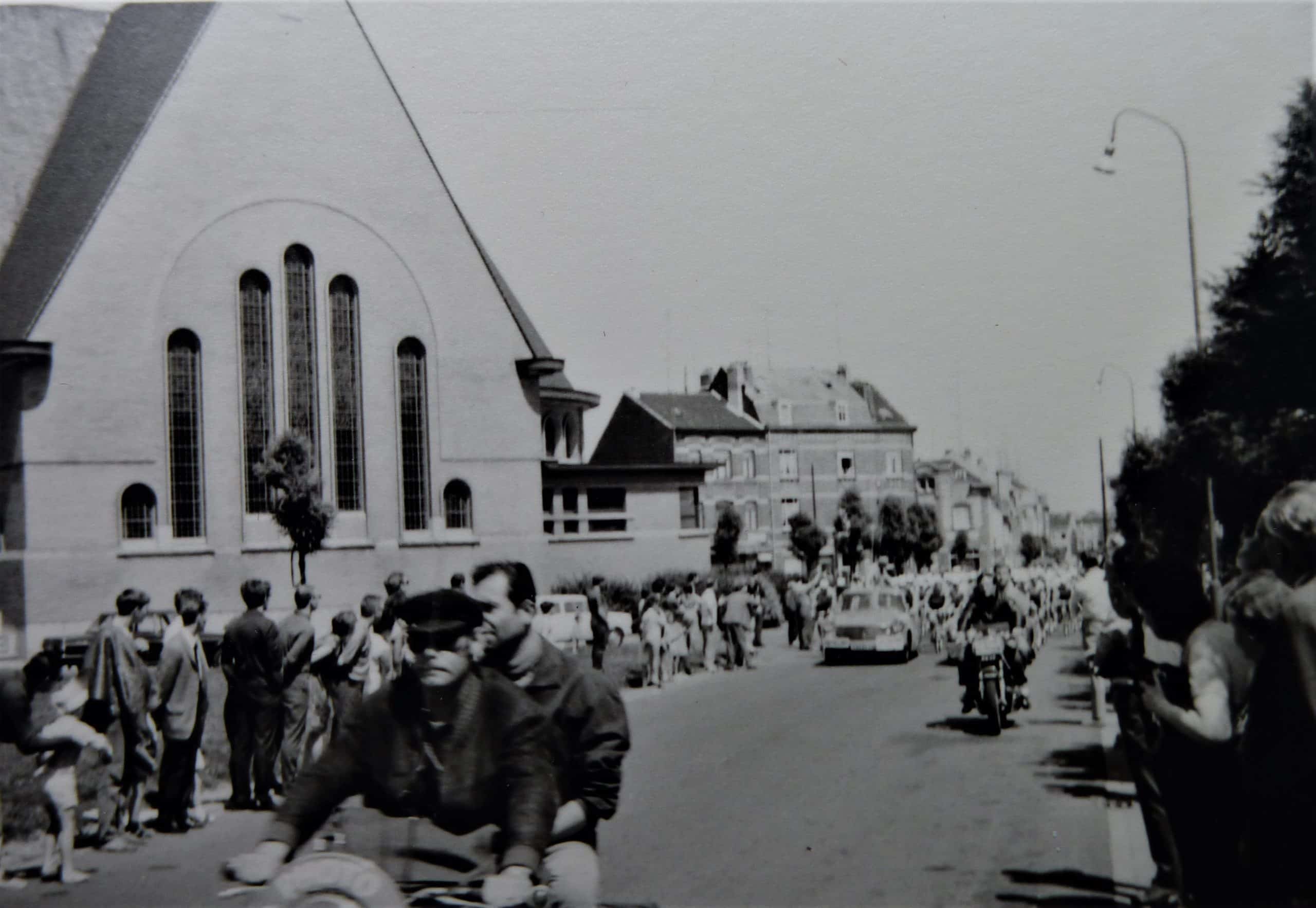 The Tour de France passes through Anderlecht in 1968. Photo courtesy of Christian Polfliet, colorized and enhanced by MyHeritage