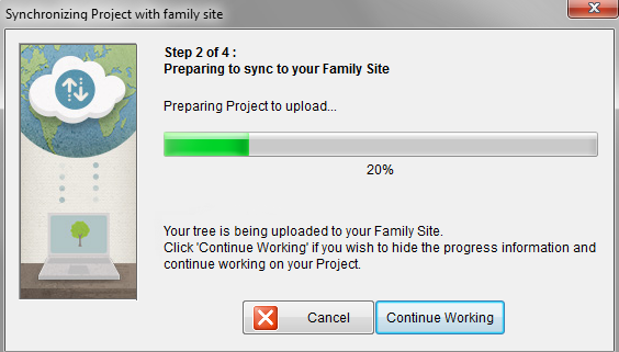 Trin 2 - Family Tree Builder forbereder opdateringer for at sende dem til familie webstedet
