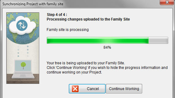 Step 4 - the family site processes the upload