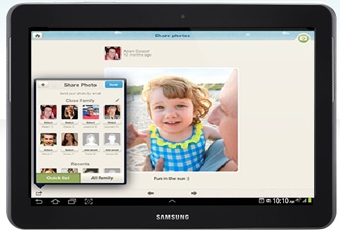 Photo sharing: take photos with your mobile device and share them with your family