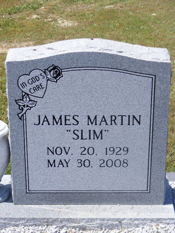 Gravestones can be used to discover nicknames, such as "Slim" on James Martin's gravestone