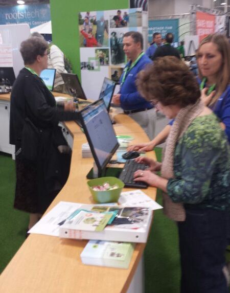 The bustling MyHeritage booth at RootsTech 2014