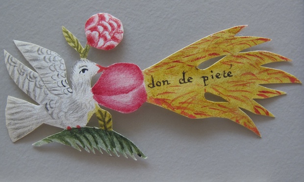 Bild: Eine Papiertaube, die in einem Brief gefunden wurde (Quelle: Den Haag Museum für Kommunikation)