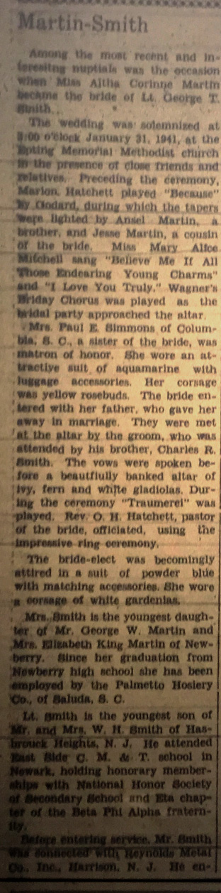 Announcement of my spouse’s parents’ marriage on January 31, 1943 (Click to zoom). 
