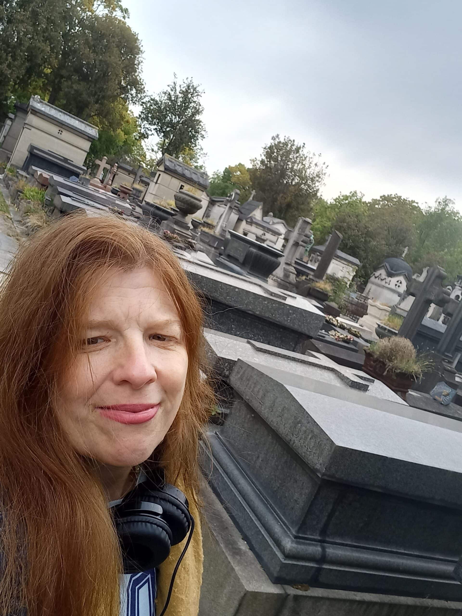 Genealogist Marie Cappart at the Père Lachaise cemetery
