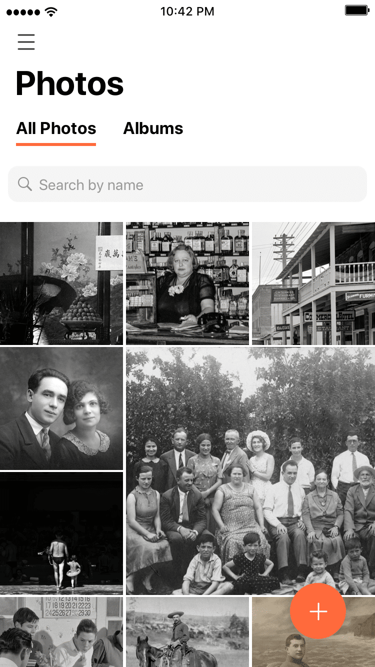 אזור אלבומי התמונות באפליקציית MyHeritage