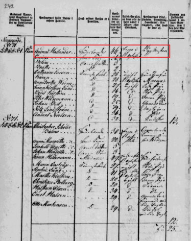 Historical Records 1801 Denmark Census Record of Andreas Hallander