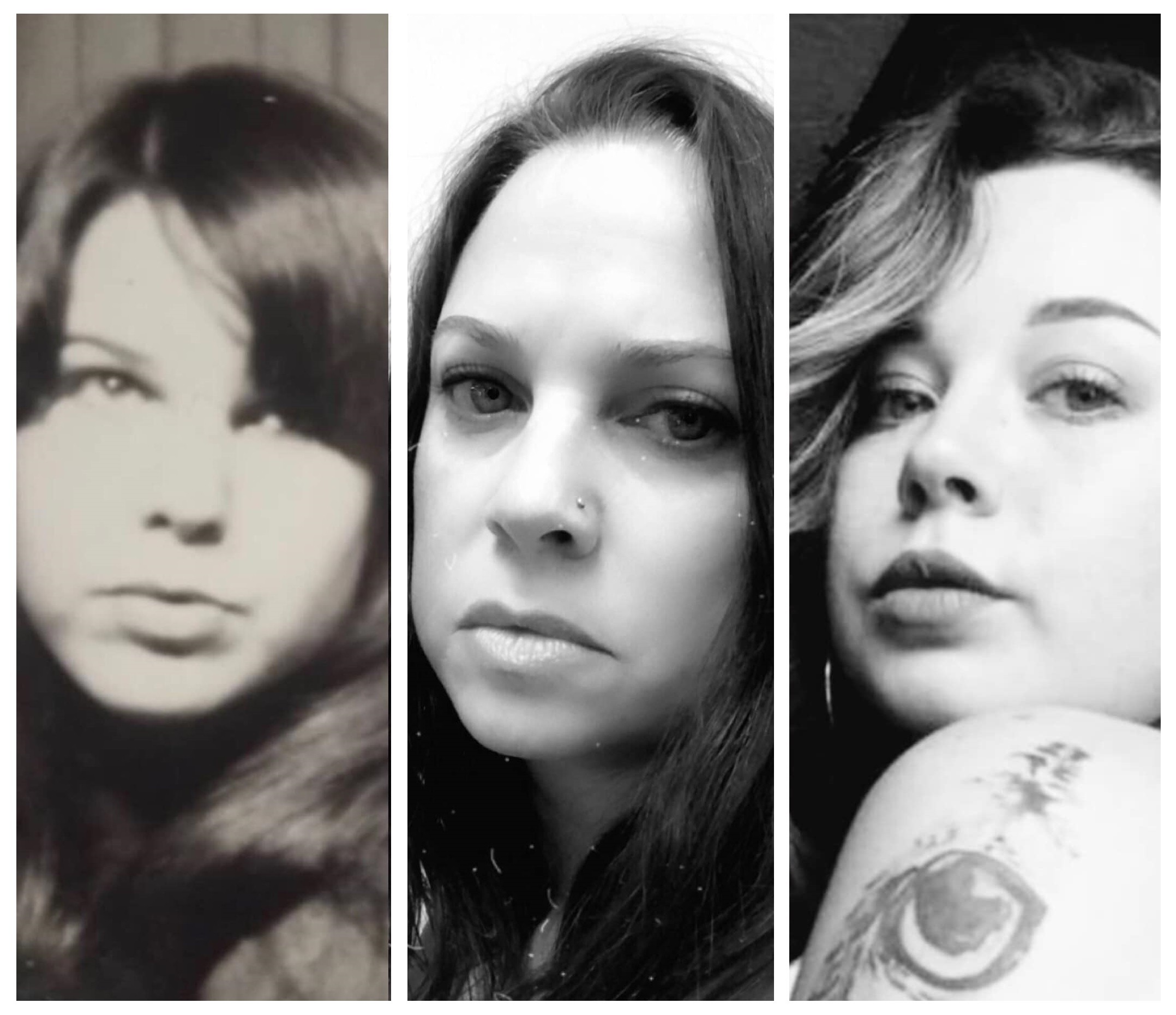 From left, Barbara’s mom Jane Ellen Lockwood at 21, Barbara at 43, and Barbara’s daughter Meghan at 21.