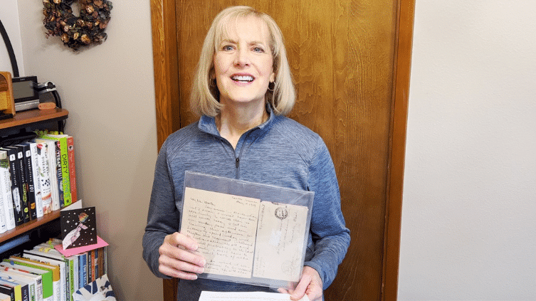 Carl’s granddaughter, Jan, with her grandfather’s letter
