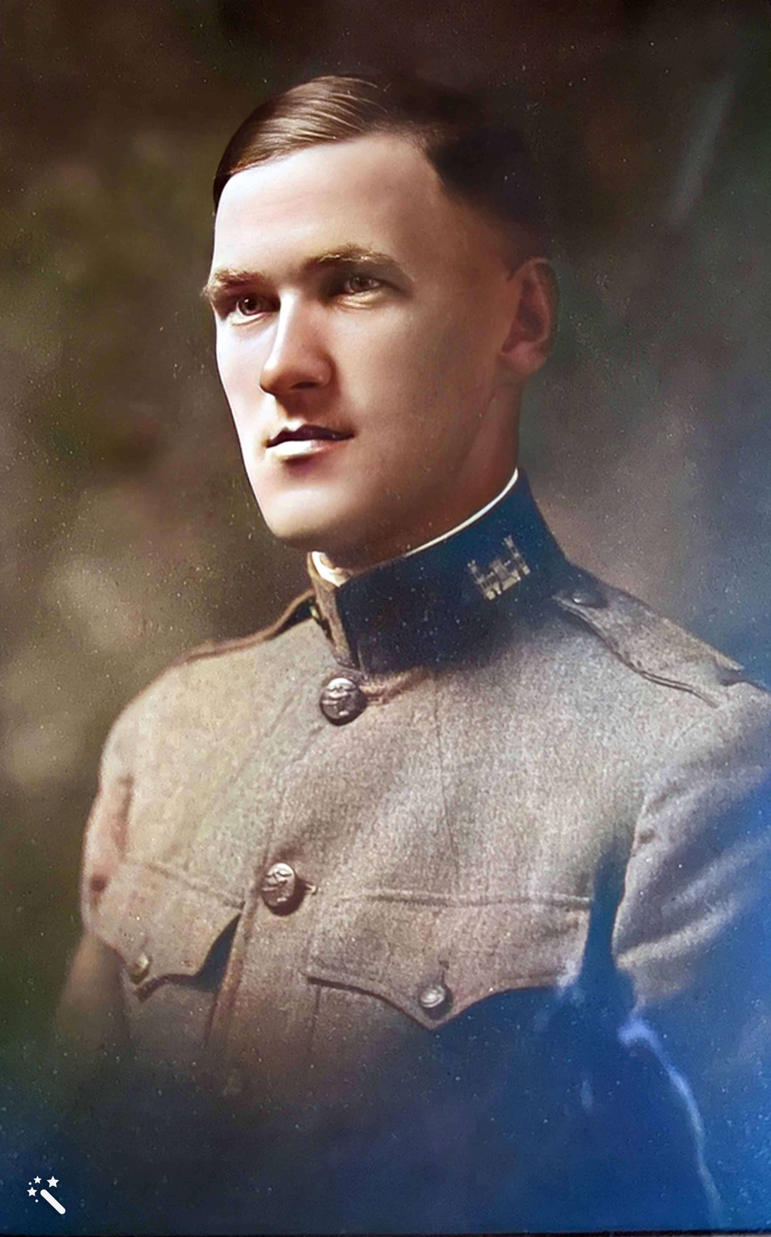 Photo of Carl Howe in uniform, colorized by MyHeritage