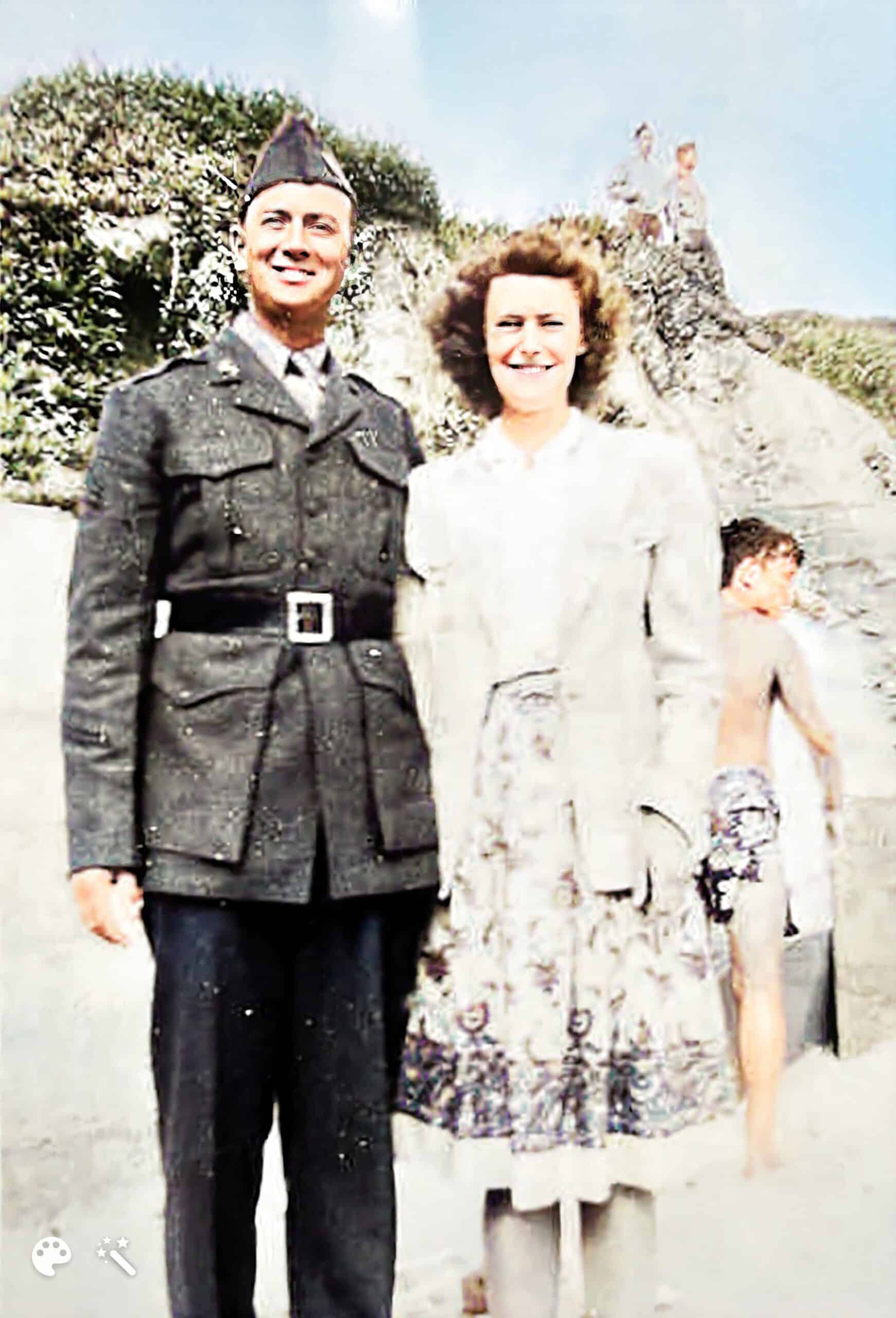 Claude and Marie. Photo colorized and enhanced by MyHeritage