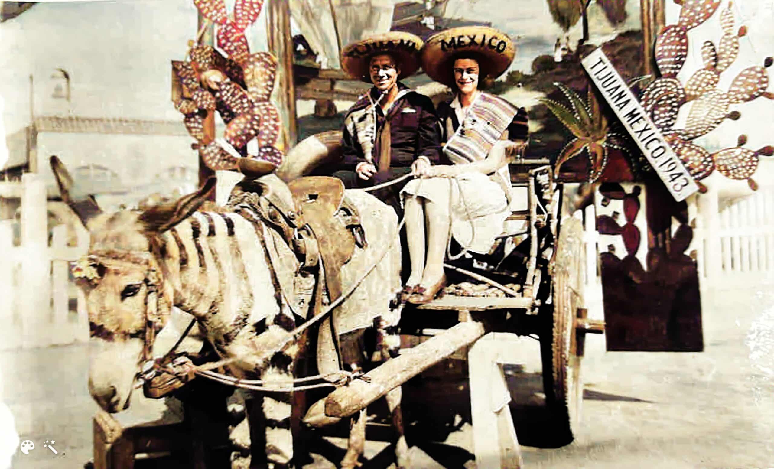 Claude und Marie in ihren Flitterwochen in Mexiko, 1943. Foto koloriert und verbessert mit MyHeritage