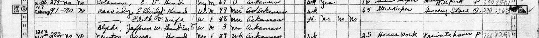 Bill Clinton (William Jefferson Blythe III) and maternal grandparents in the 1950 U.S. census