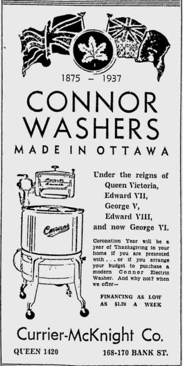 Ad published in the Ottowa Citizen advertising a deal on electric washers. Source: MyHeritage newspaper collection