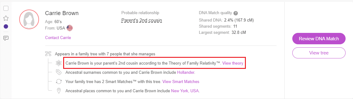 Improved relationship terms for DNA Matches