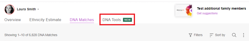 DNA Tools tab 
