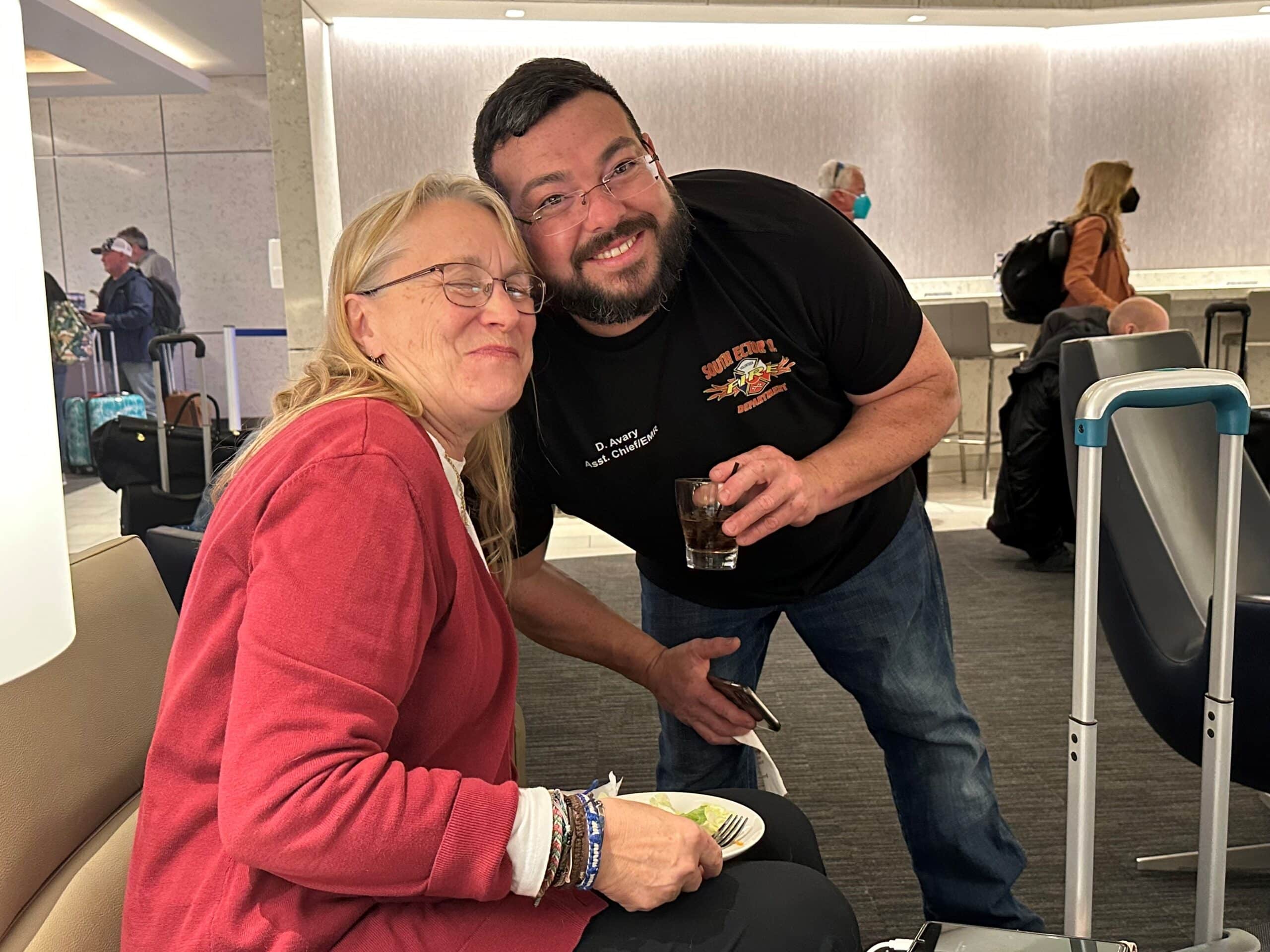 Mary and David at the airport