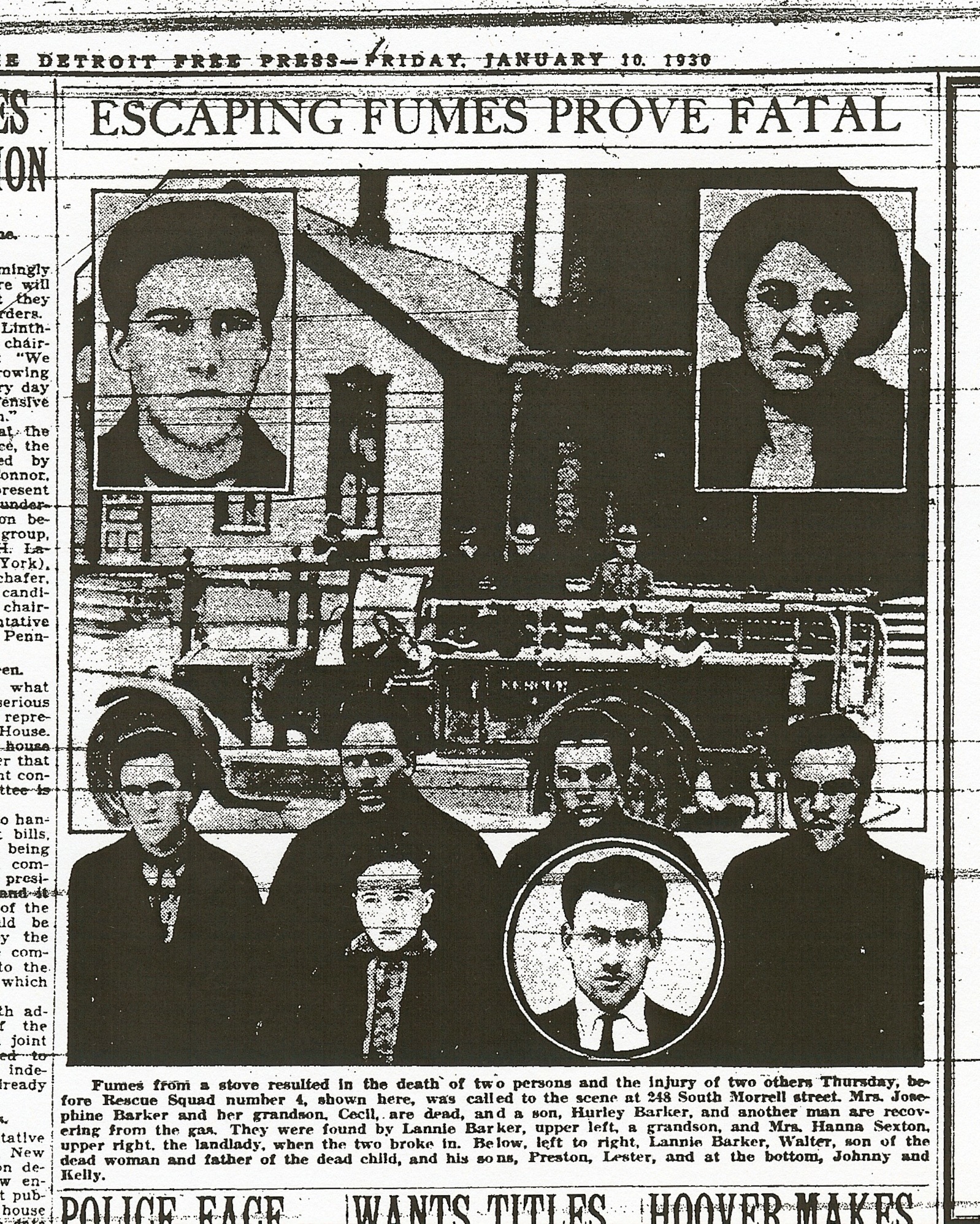 The Barker Tragedy in Michigan, Detroit Free Press 10 Jan 1930 page 3