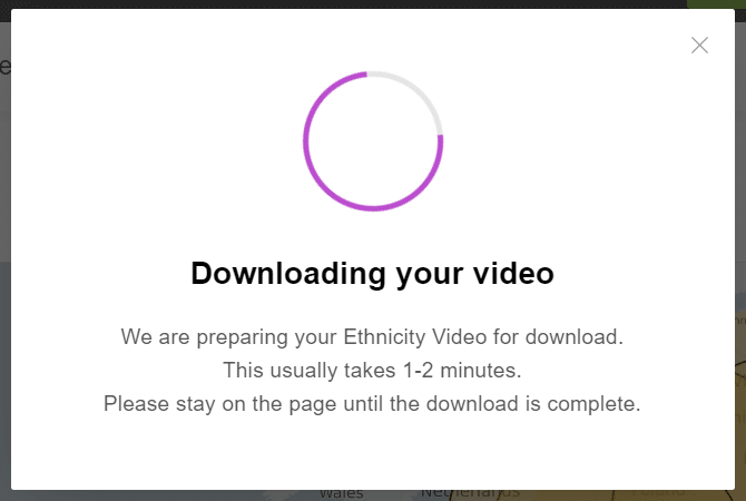Popup displayed while the video is downloading