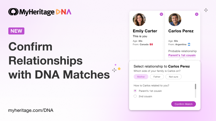 New: Confirm Known Relationships with DNA Matches on MyHeritage