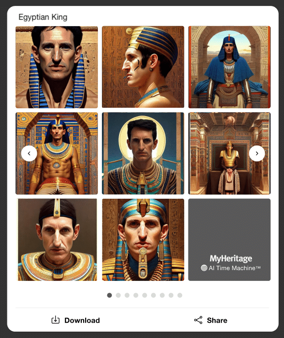 Założyciel i CEO MyHeritage Gilad Japhet jako egipski faraon (kliknij, aby powiększyć)