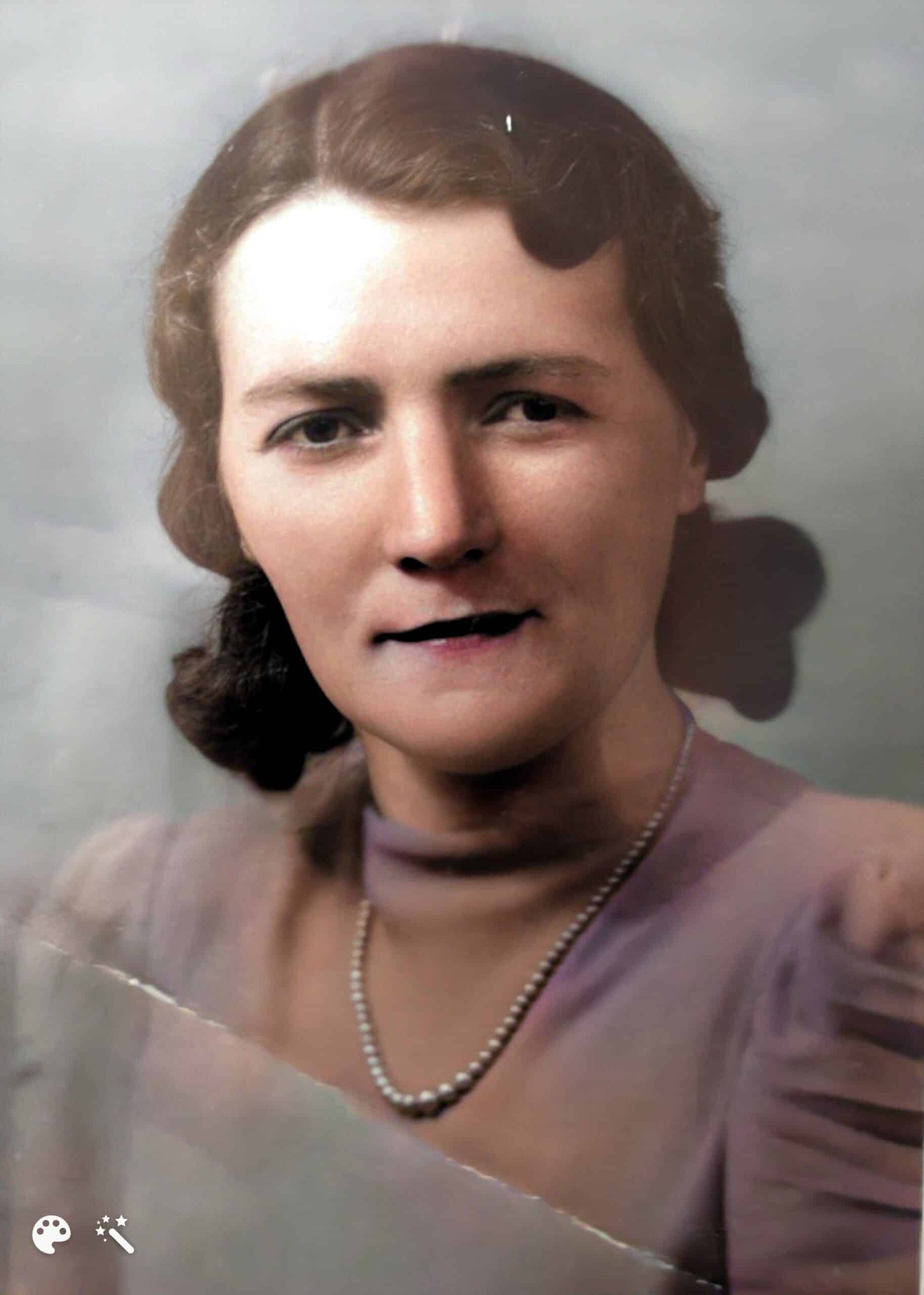 Peter's grandmother, Elsie. Photo colorized and enhanced by MyHeritage