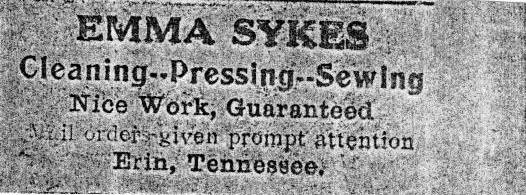 Emma Skyes newspaper clipping from the archived collections of the Houston County, Tennessee Archives