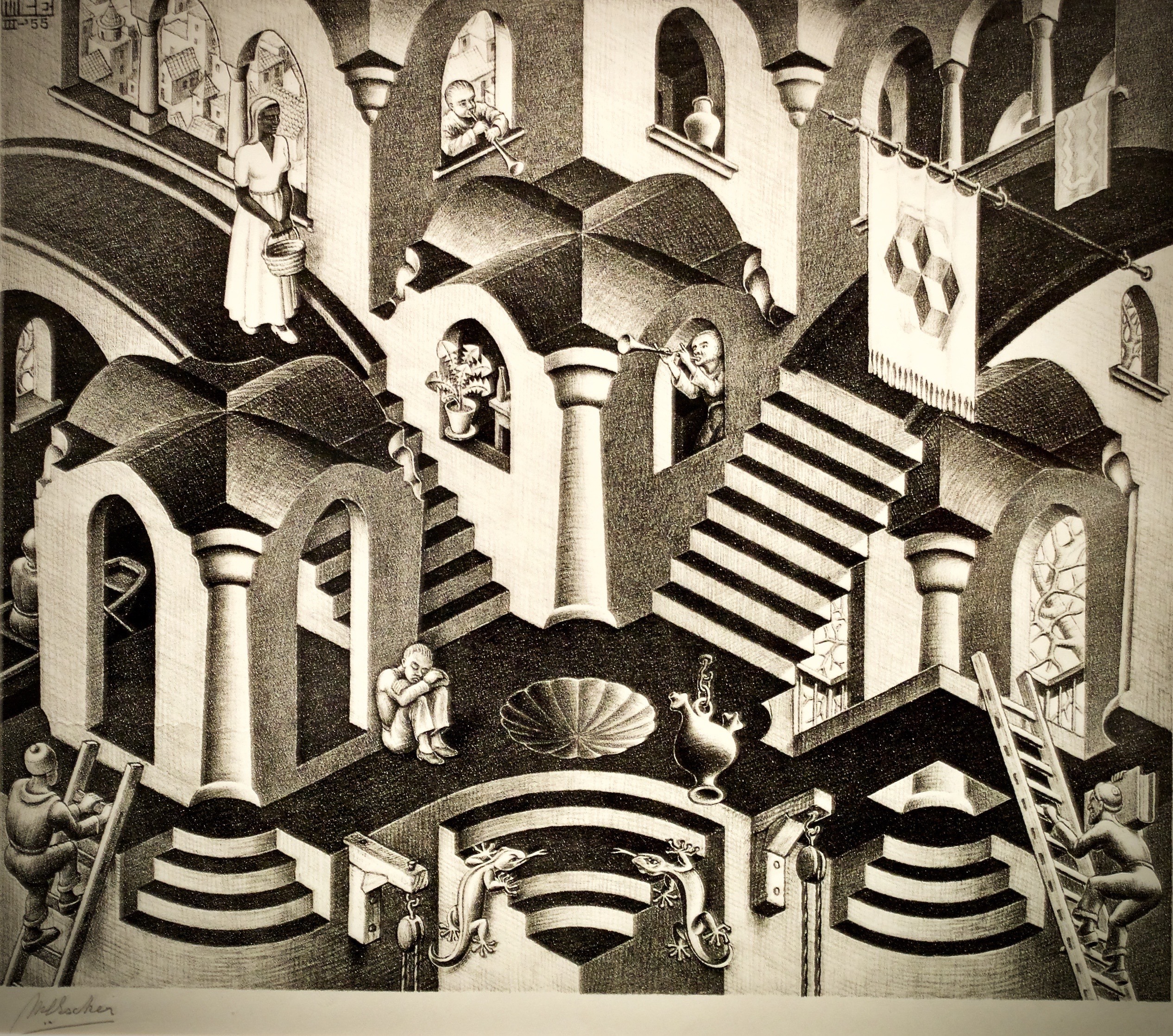 Convex and Concave (1955) by Maurits Cornelis Escher, [Credit: Museu de Arte Popular, Lisbon, Portugal]