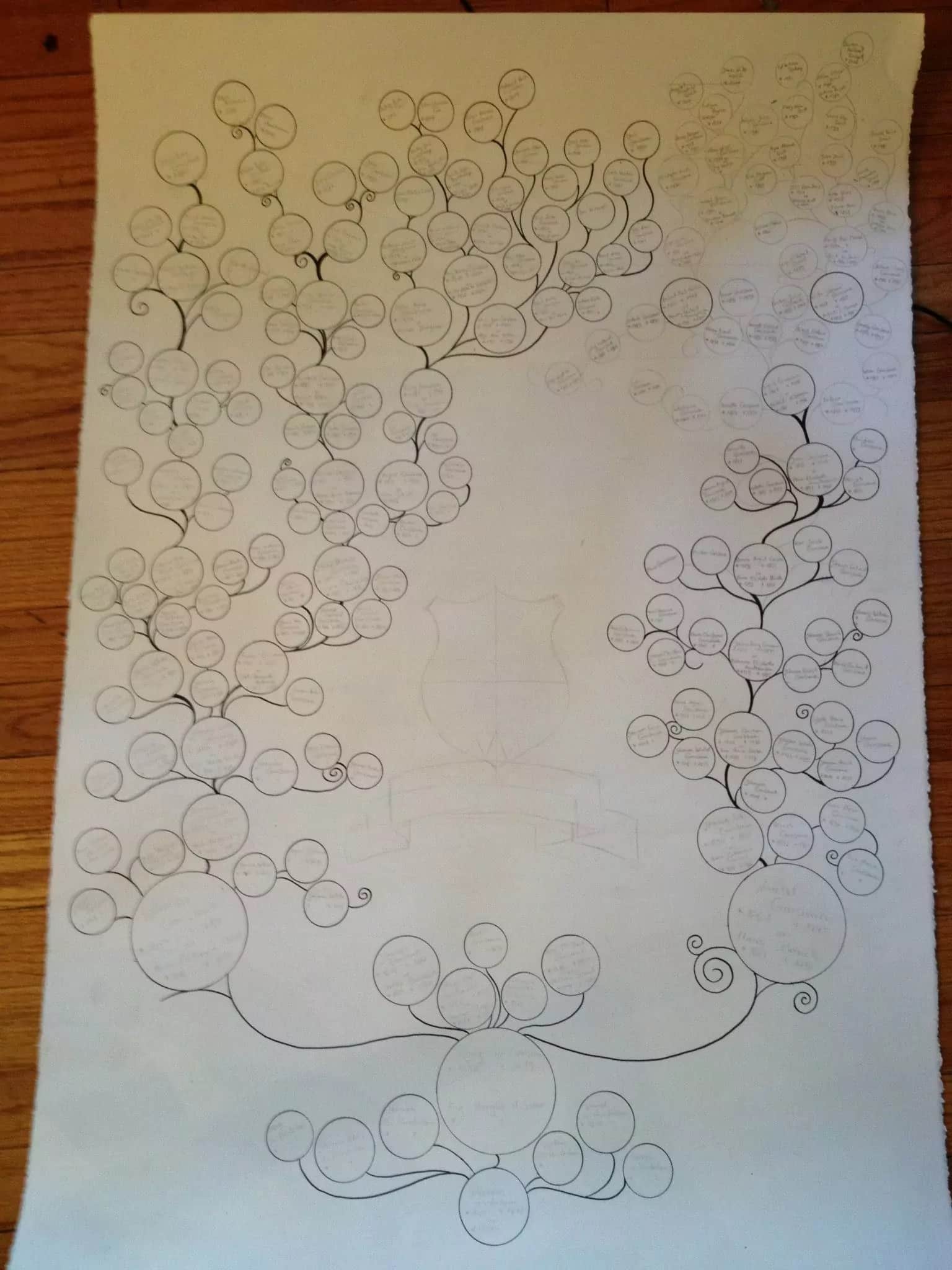 Hand-drawn family tree chart for Helen