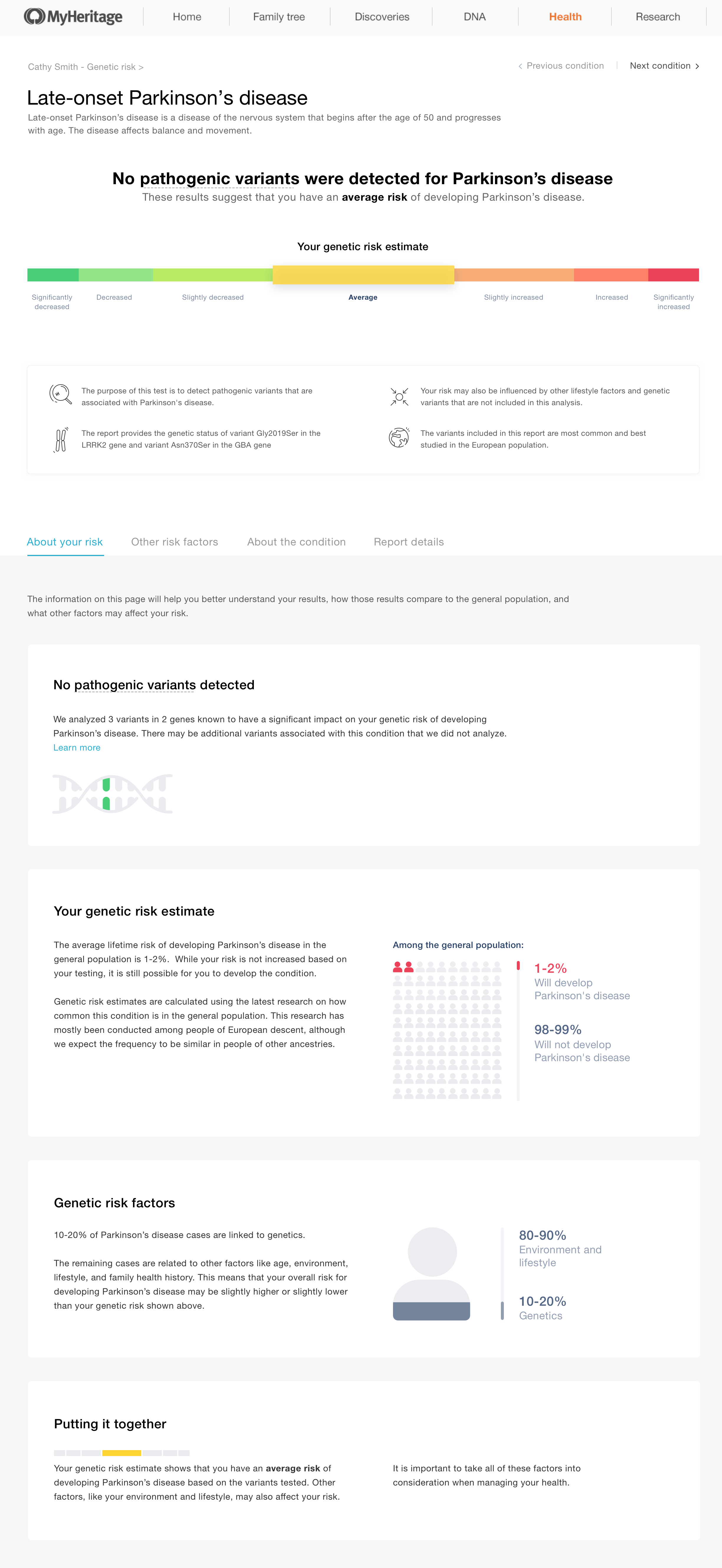 Genetic Risk Report for Late-onset Parkinson’s disease (click to zoom)