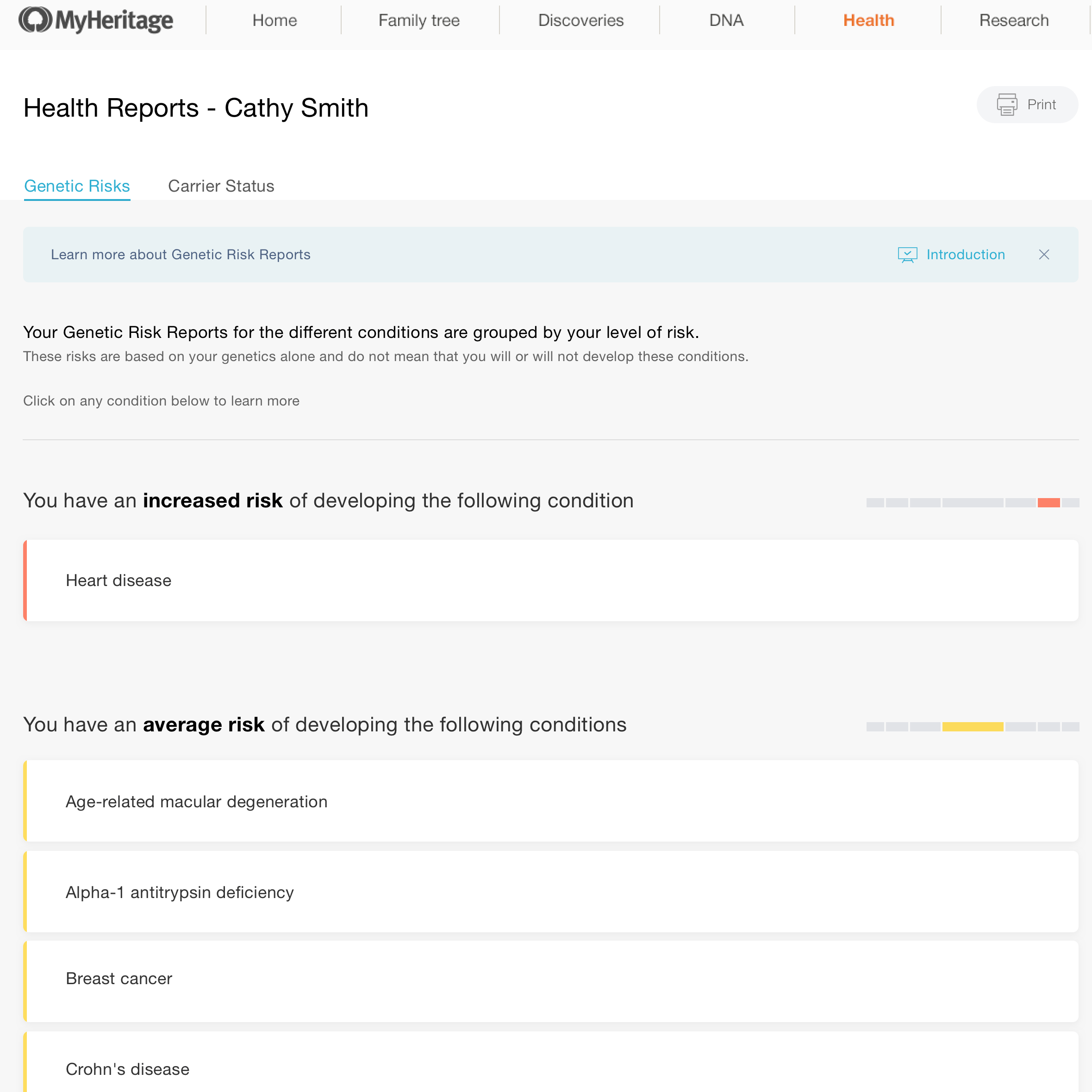 Genetic Risk Reports (click to zoom)