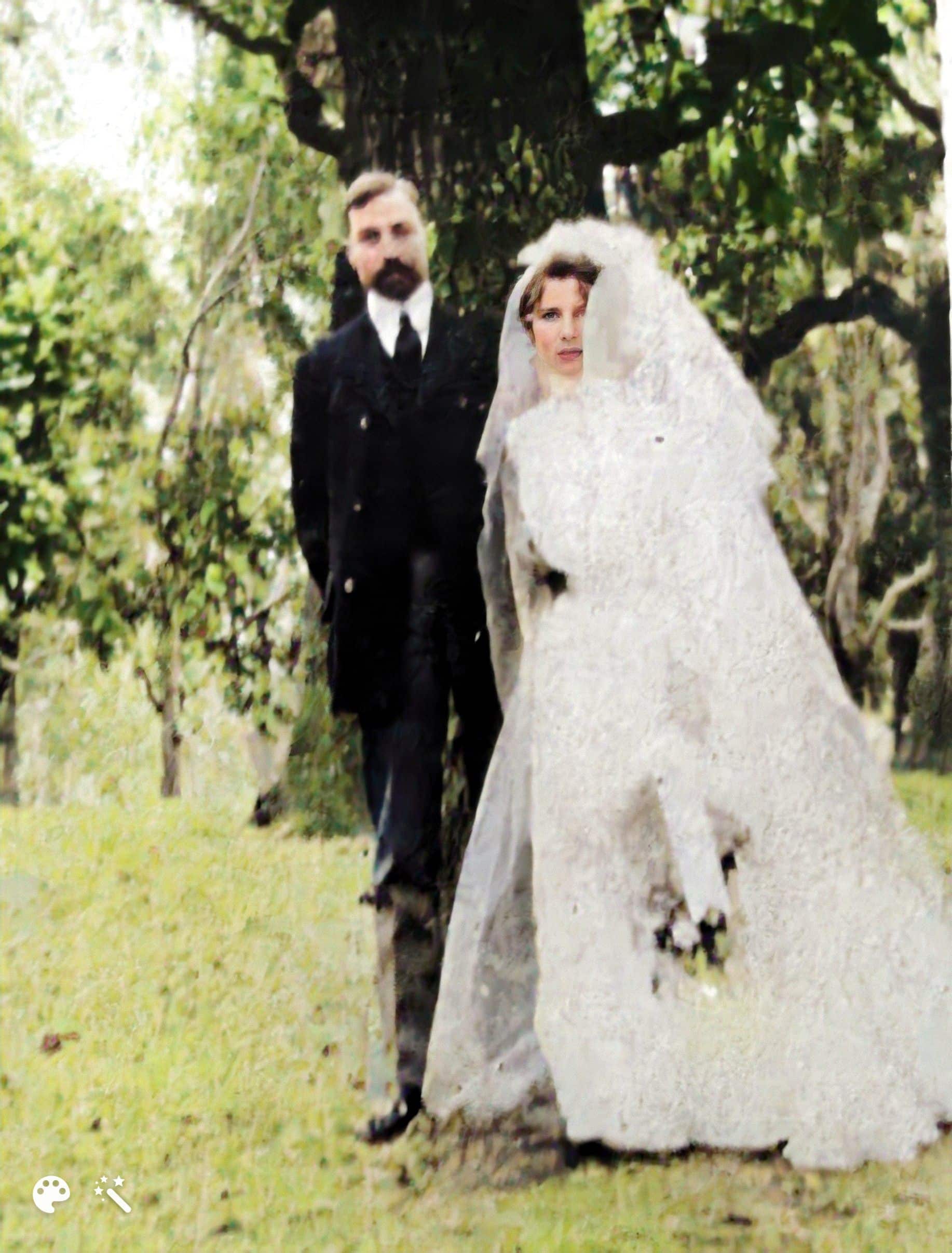 George and Lavinia on their wedding day in 1901. Photo colorized and enhanced by MyHeritage