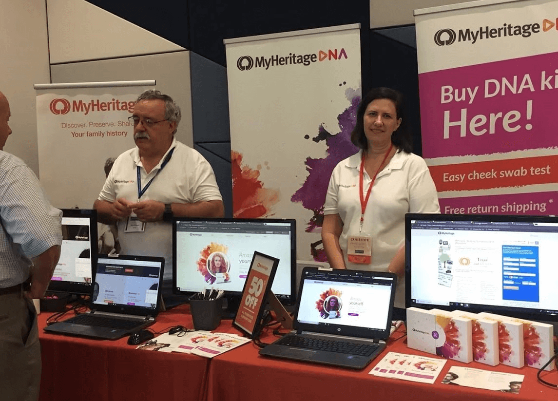 Tony and Karen hard at work at the MyHeritage booth in Sydney