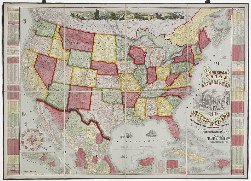 American Union Railroad Map 1871