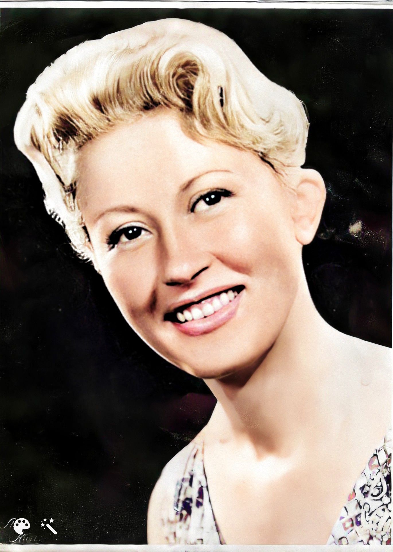Hedda, the aunt Christian never knew. Photo enhanced and colorized by MyHeritage.