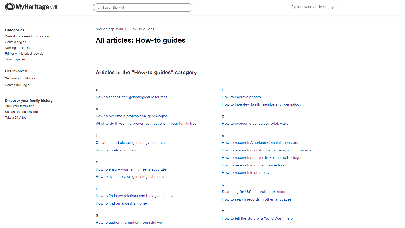 The “How-to guides” category page in the wiki (click to zoom)