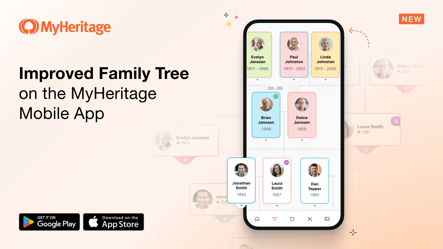 New: Improved Family Tree on the MyHeritage Mobile App