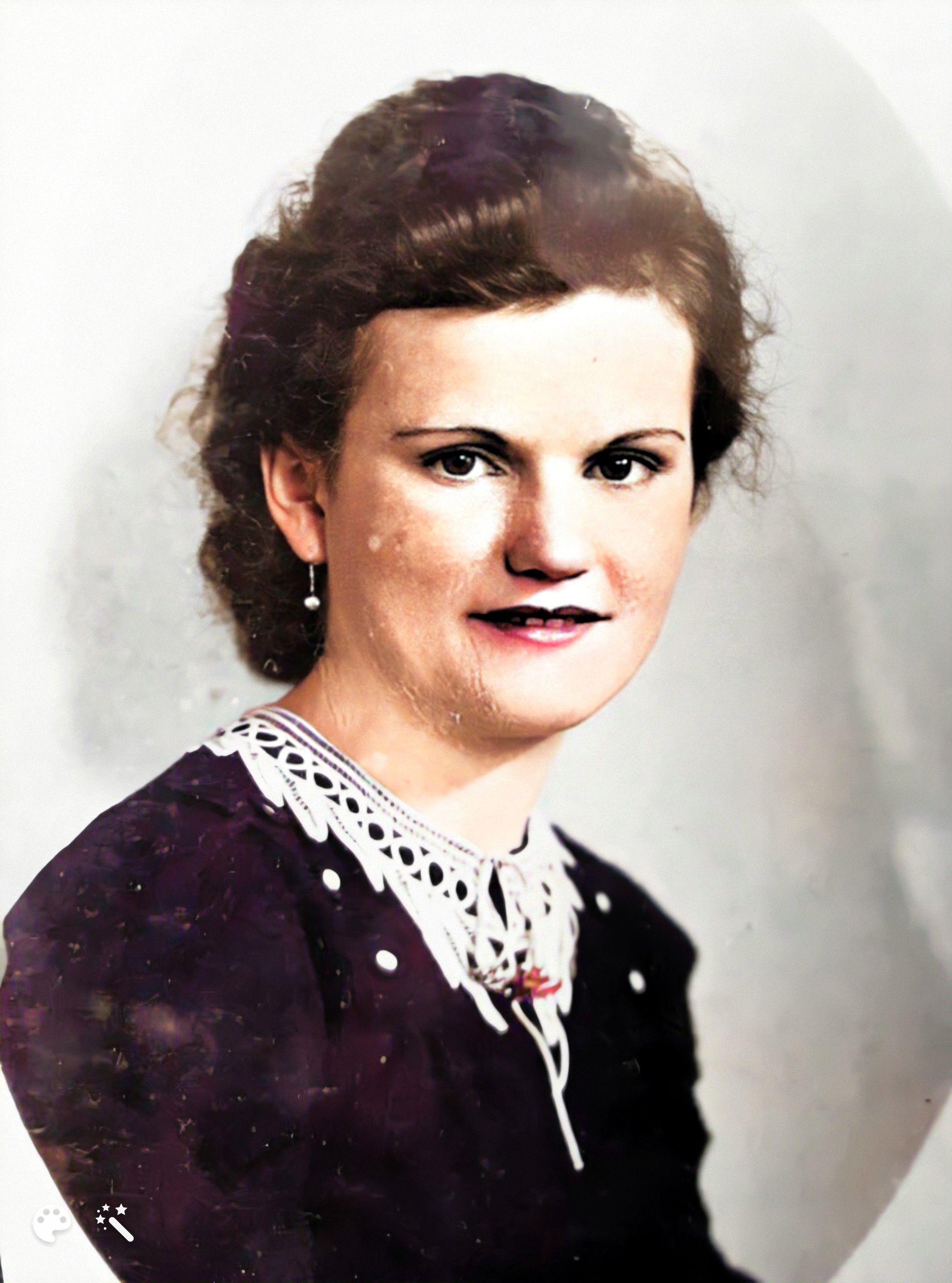 Irene Gantois of Nancy, France. Photo enhanced and colorized by MyHeritage