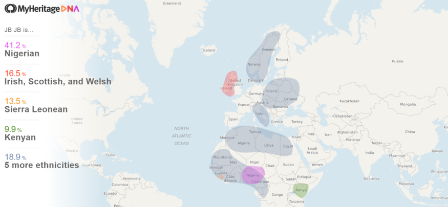 John’s MyHeritage ethnicity results