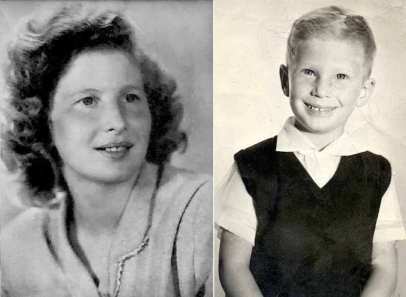 Izquierda: Jolan, la madre de Cathy y Michael; derecha: Michael de niño. Foto coloreada, mejorada y reparada por MyHeritage