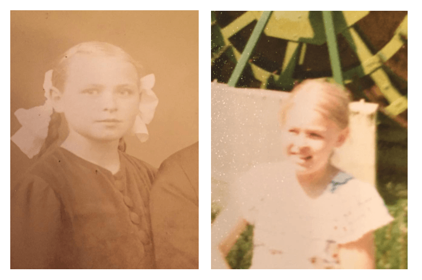 Från vänster, Karens mamma ungefär 1930, and Karen ungefär 1970.