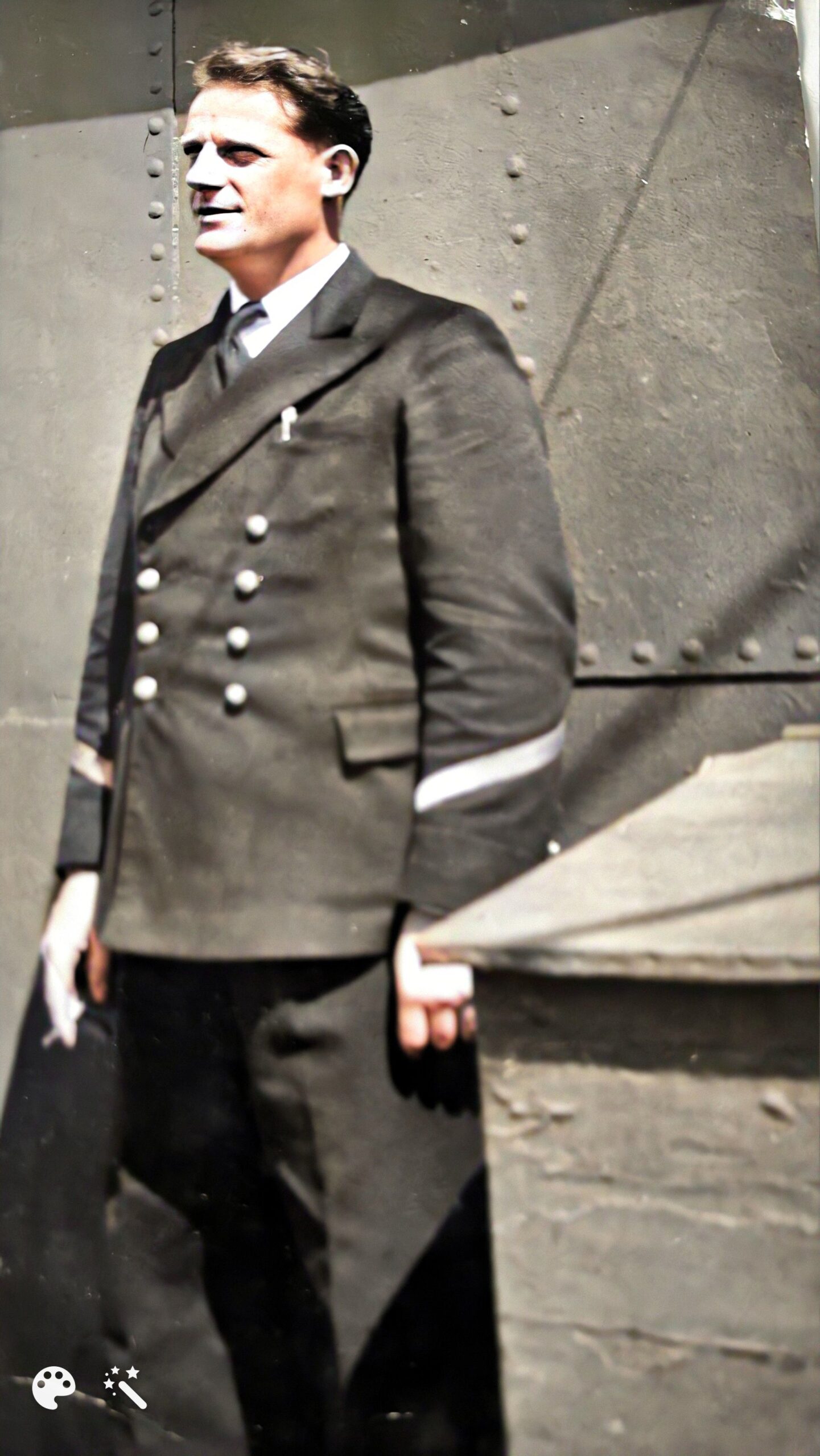 Maurice Laine, grand-père de Philippe, vers 1942. Photo mise au point et colorisée par MyHeritage.