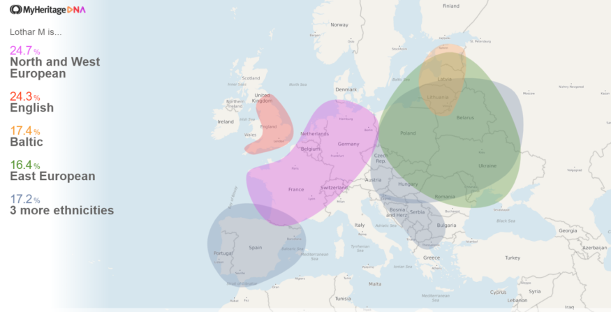 Lothar’s MyHeritage ethnicity results