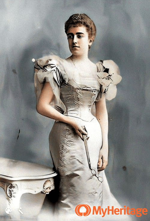 Louise Eugenie Bonaparte, countess von Moltke-Huitfeld. Photo enhanced and colorized by MyHeritage.