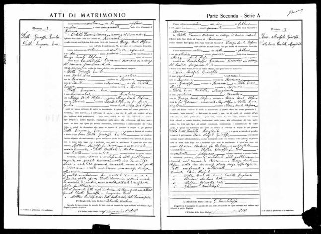 Gianluca’s great-grandfather’s marriage certificate