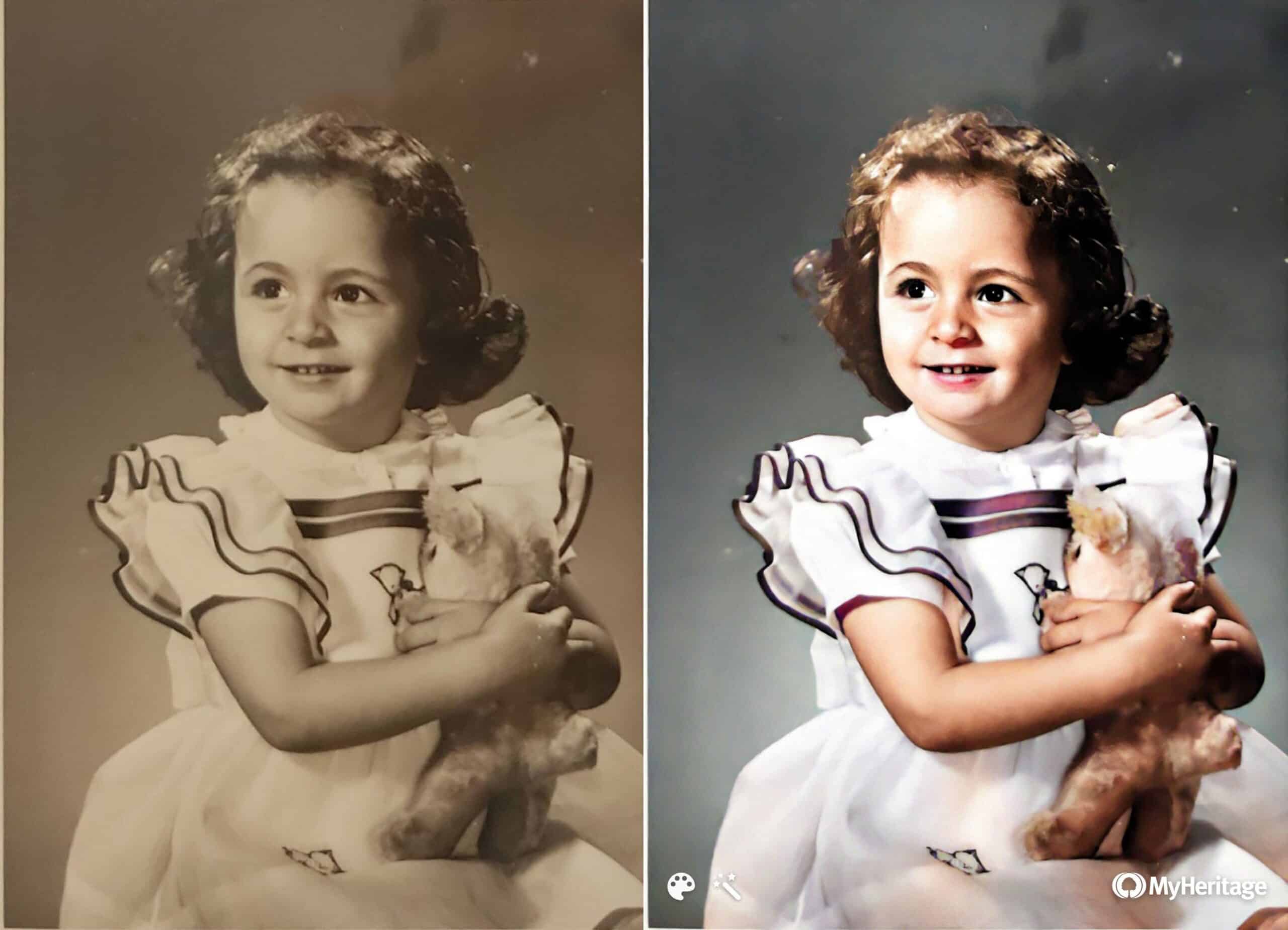 Before and after colorization and enhancement